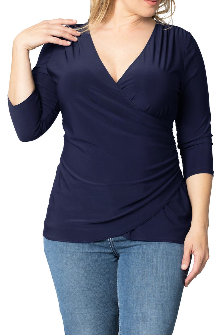 Faux Wrap Top, Main, color, NOUVEAU NAVY