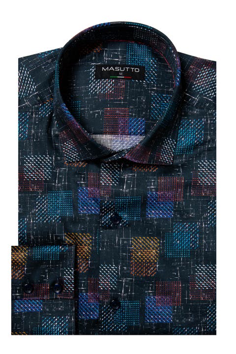 Rob Print Button-Up Long Sleeve Shirt