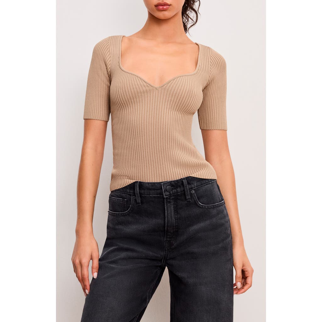 GOOD AMERICAN GOOD AMERICAN VIRGO SHORT SLEEVE RIB TOP
