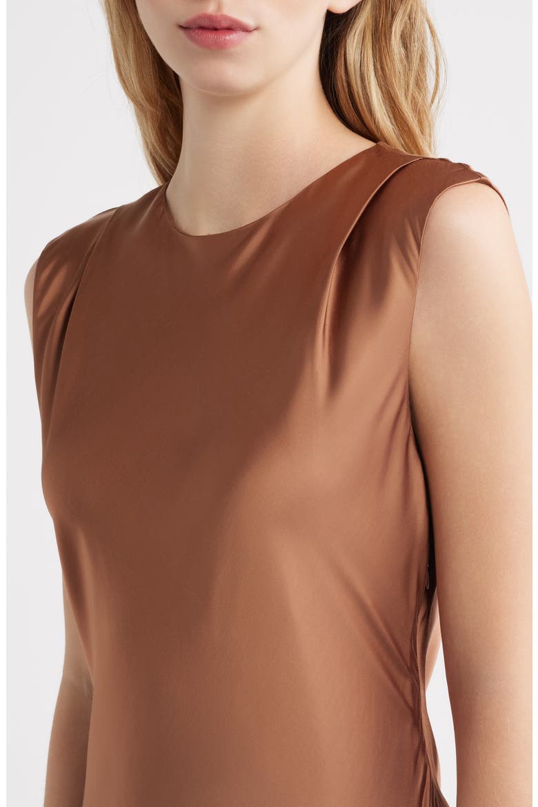 Mira Shoulder Pad Sleeveless Midi Dress, Alternate, color, CINNAMON
