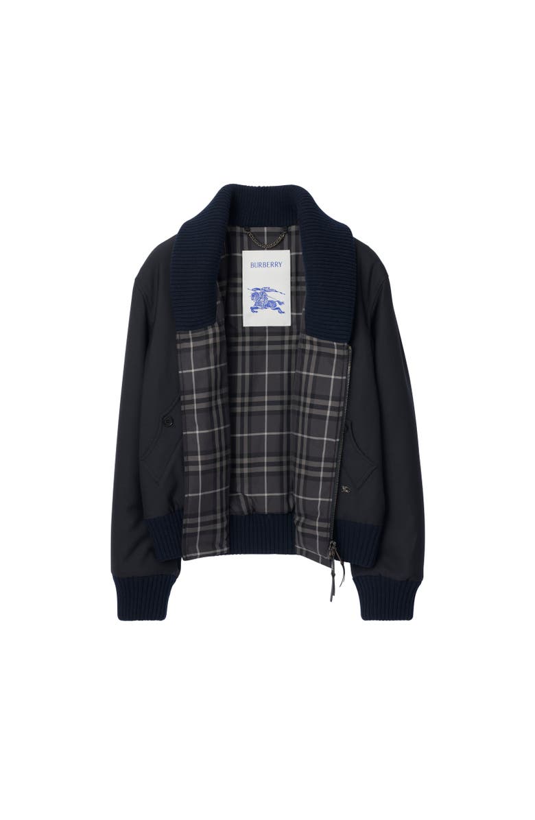 Burberry Wool Blend Bomber Jacket, Alternate, color, Navy