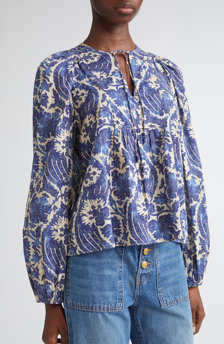 Ulla Johnson Brea Floral Top, Alternate, color, Ocean
