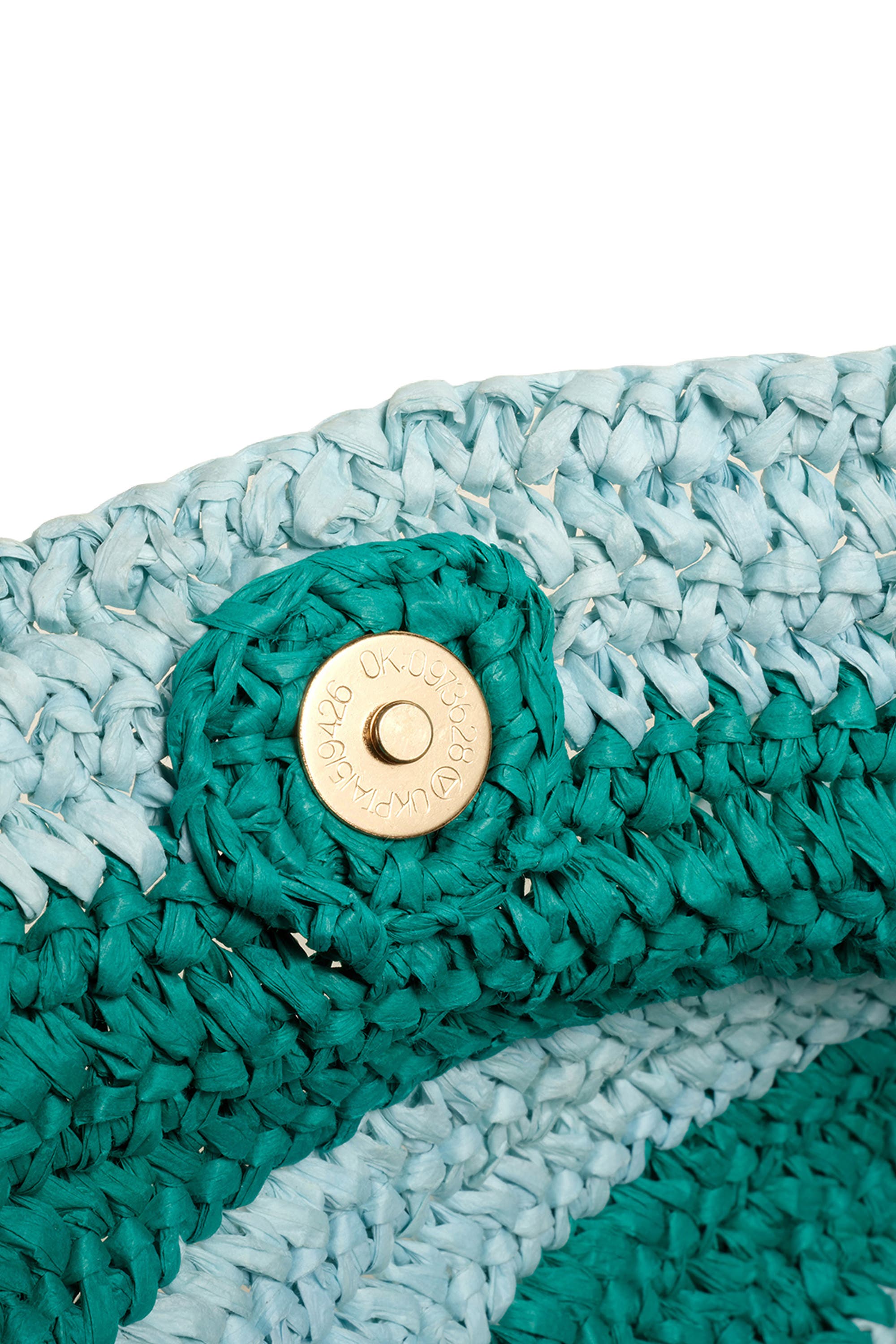 Delhi 100% Raffia Shoulder Bag 17X14 In, Alternate, color, Blue-Green