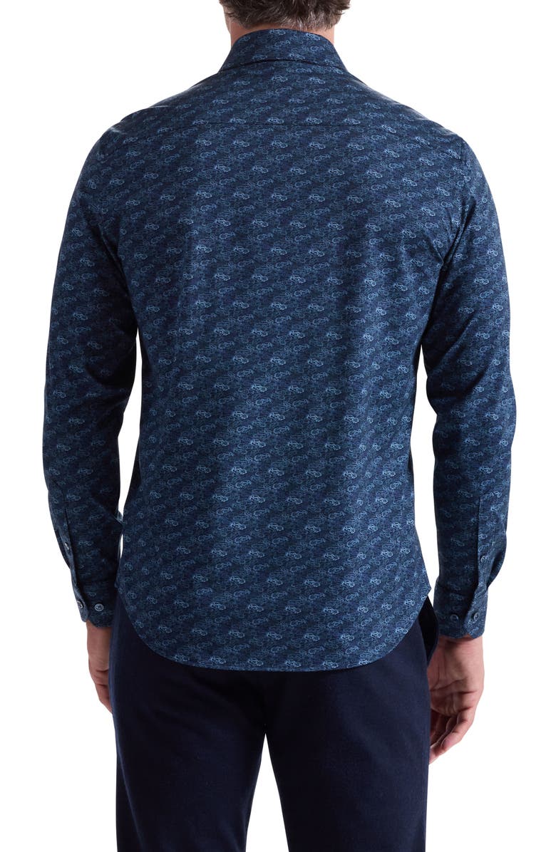 Bugatchi James OoohCotton<sup>®</sup> Abstract Button-Up Shirt, Alternate, color, Teal