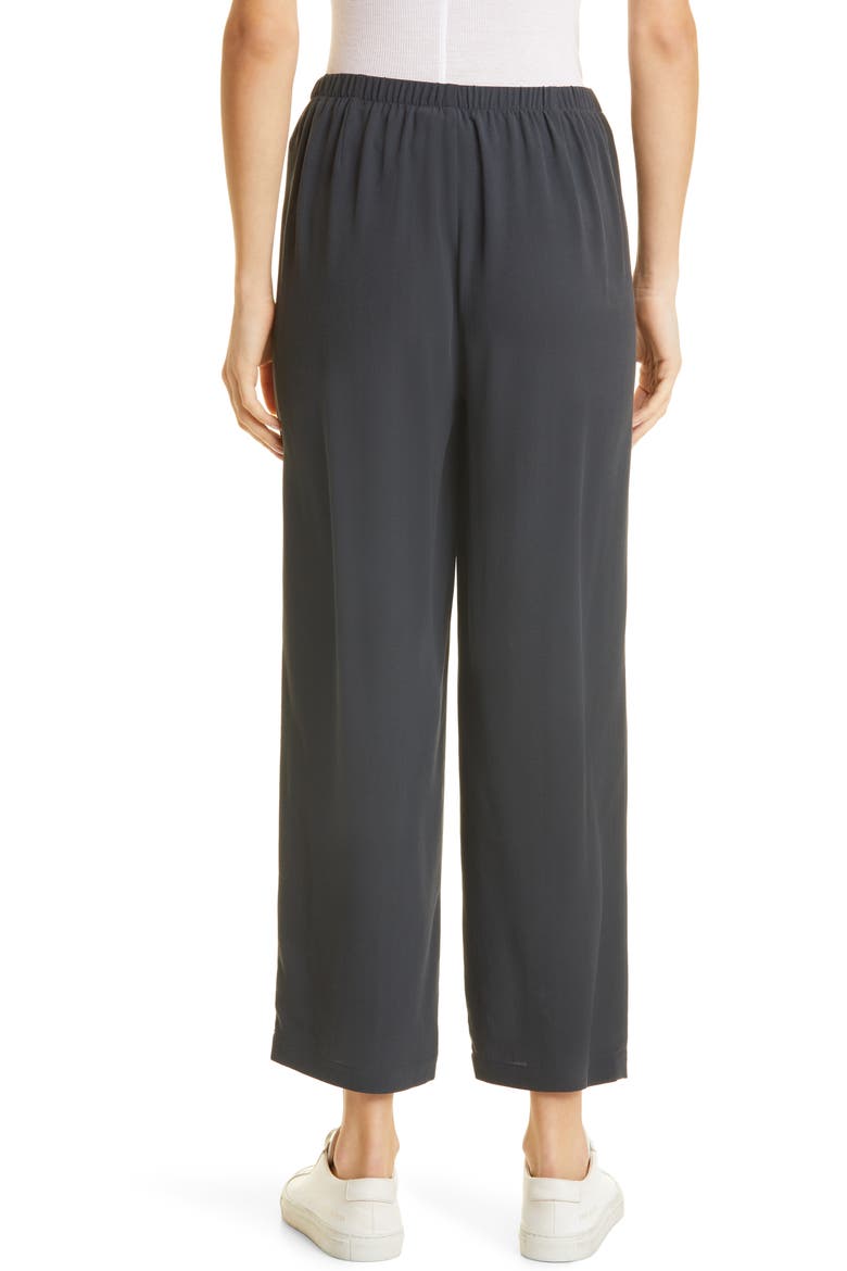Silk Georgette Crepe Ankle Straight Leg Pants, Alternate, color, GRAPHITE