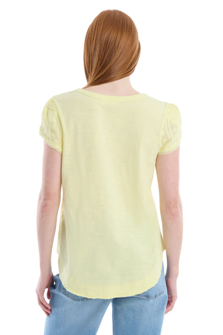 Eyelet Cap Sleeve Tee, Alternate, color, Wax Yellow