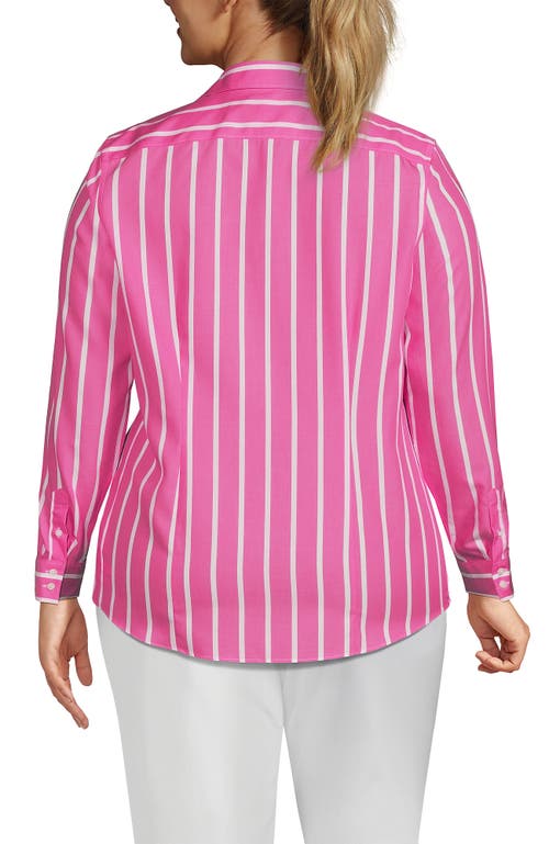 Lands' End Plus Size No Iron Button Front Shirt In Apple Blossom Classic Stripe
