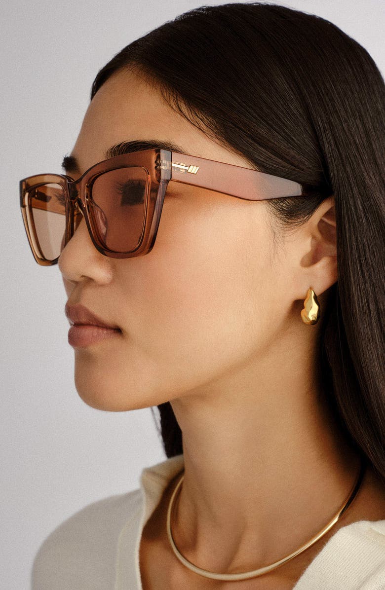 Le Specs Le Coeur 53mm Cat Eye Sunglasses, Alternate, color, Barley / Latte Tint