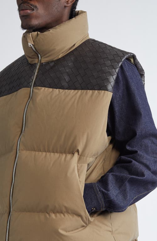 Bottega Veneta Mens Liana Padded High-neck Cotton-down And Leather Gilet In 9523 Liana