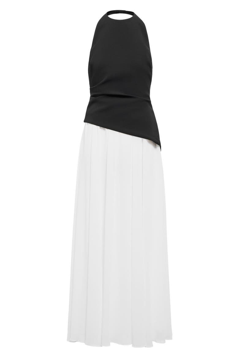 Elise Halter Neck Mixed Media Dress, Alternate, color, MONOCHROME