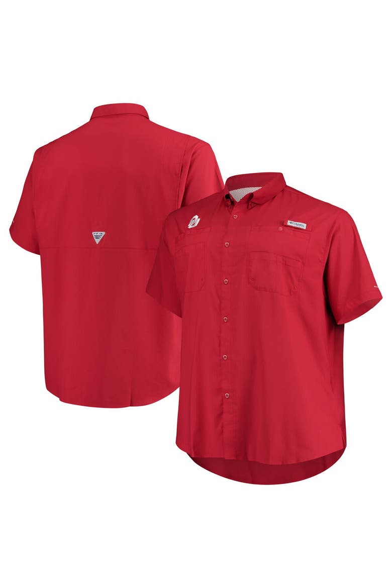 Men's Columbia Crimson Oklahoma Sooners Big & Tall Tamiami Omni-Shade Button-Down Shirt, Main, color, Crimson