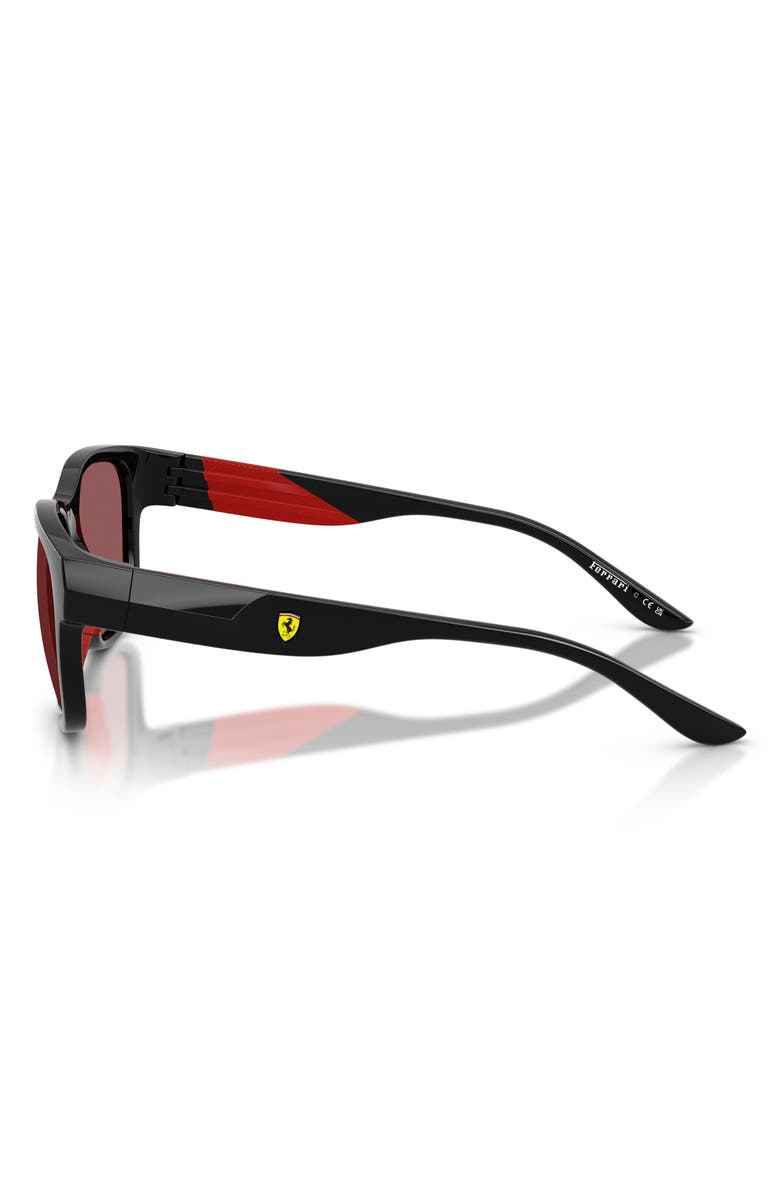 Scuderia Ferrari 57mm Pillow Sunglasses, Alternate, color, Black Shiny / Red Contrast Pro