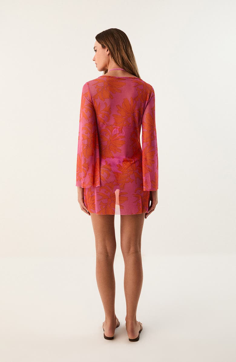 ViX Paula Hermanny Lidi Long Sleeve Cover-Up Minidress, Alternate, color, Pink Multi