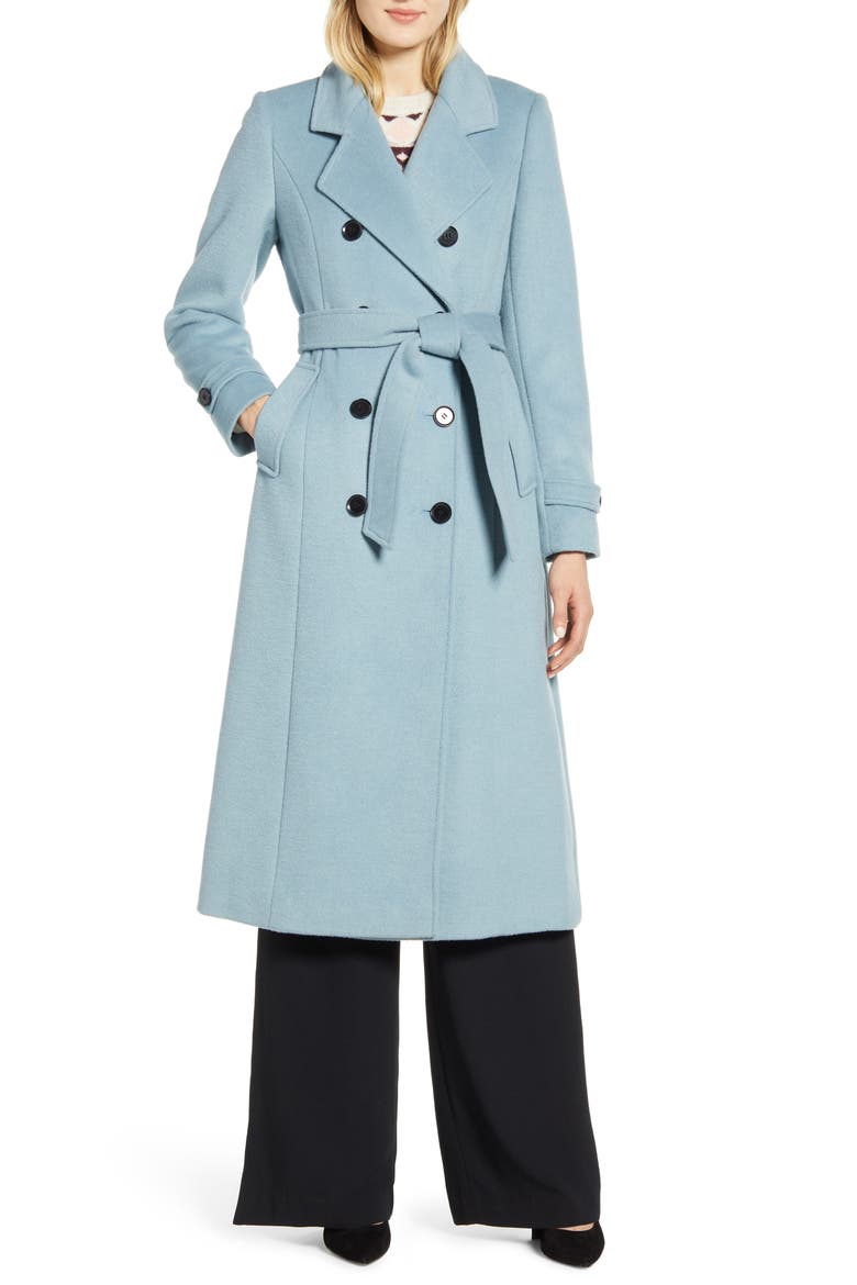 x Atlantic-Pacific Long Wool Blend Trench Coat (Nordstrom Exclusive), Main, color, BLUE RAINDROP