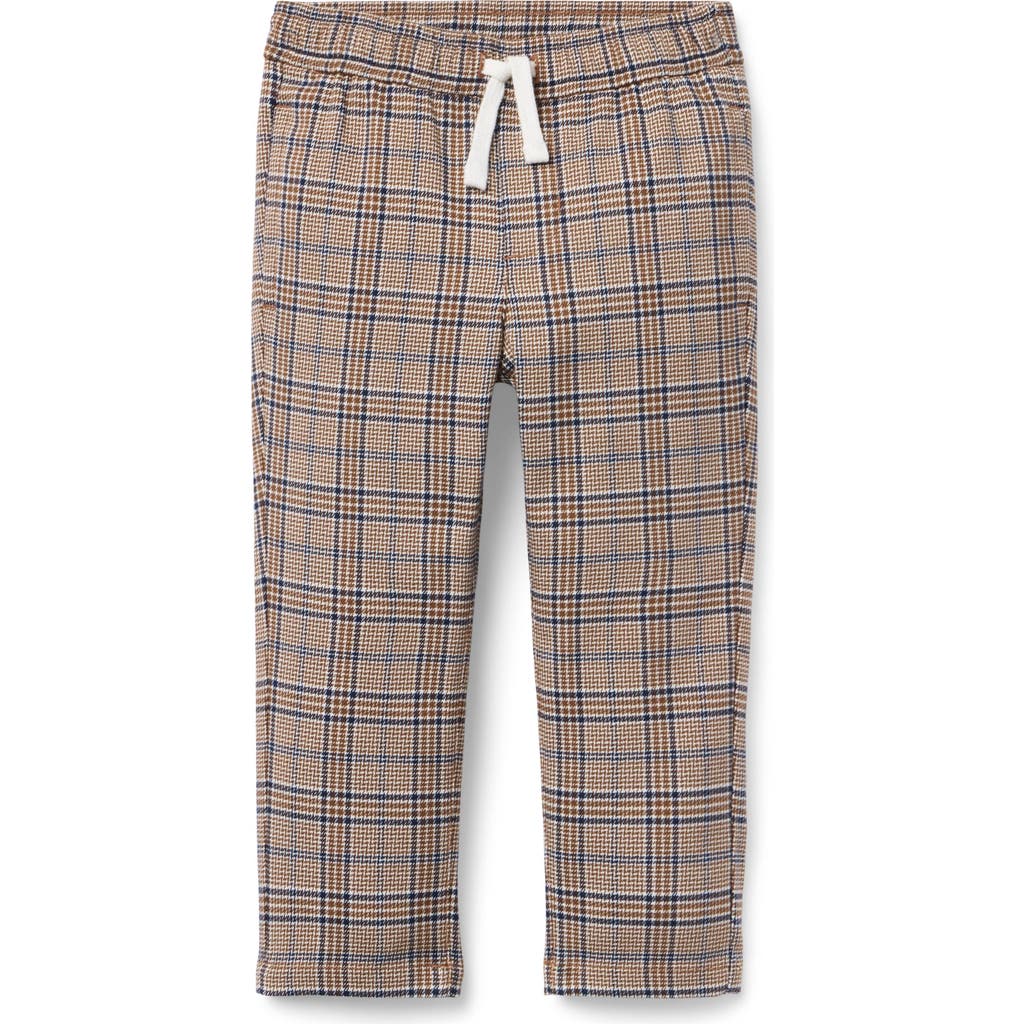 Janie And Jack Plaid Pull-on Pant In Brown