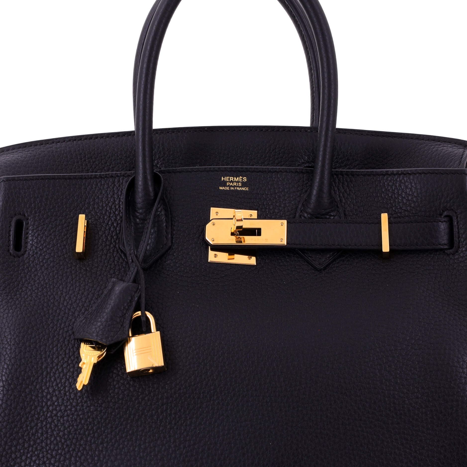 Pre-Owned Hermes Birkin Handbag Black Clemence with Gold Hardware 30, Alternate, color, Noir