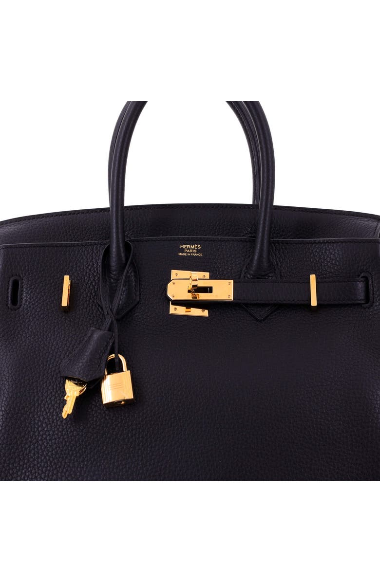 Pre-Owned Hermes Birkin Handbag Black Clemence with Gold Hardware 30, Alternate, color, Noir