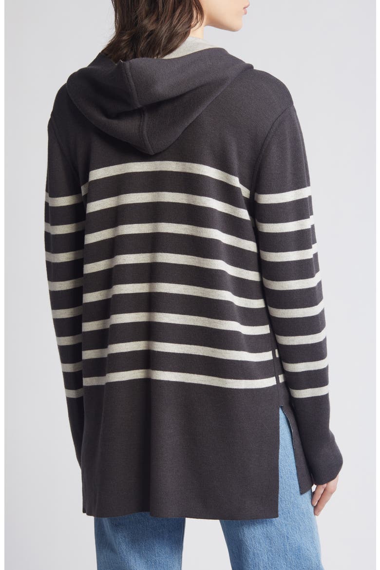 Syd Stripe Open Front Cardigan, Alternate, color, LEAD/OAT