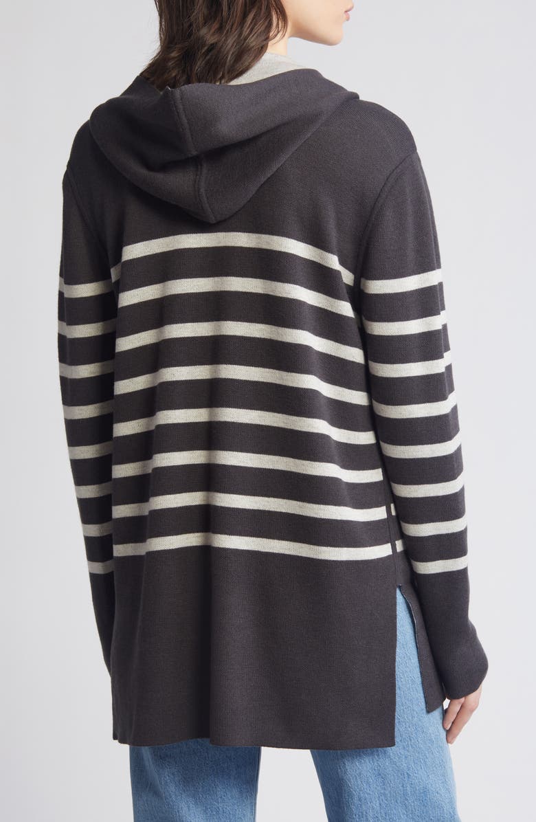 Splendid Syd Stripe Open Front Cardigan, Alternate, color, Lead/Oat