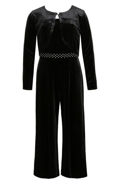 Kids' Velvet Jumpsuit & Shrug Set (Big Kid)