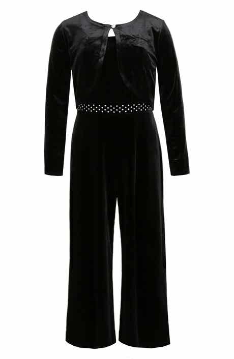 Zunie Kids' Velvet Jumpsuit & Shrug Set