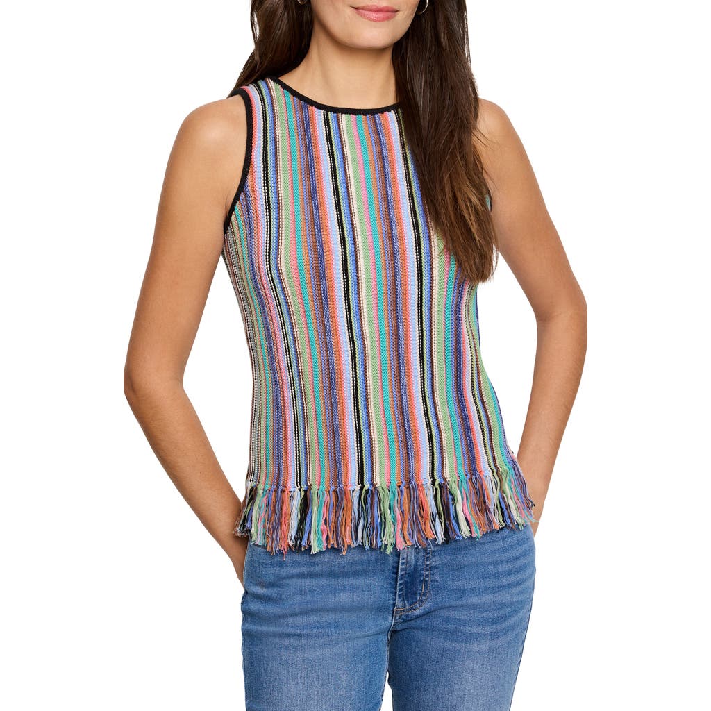 Nic + Zoe Nic+zoe Falling Fringe Sleeveless Sweater In Pink Multi