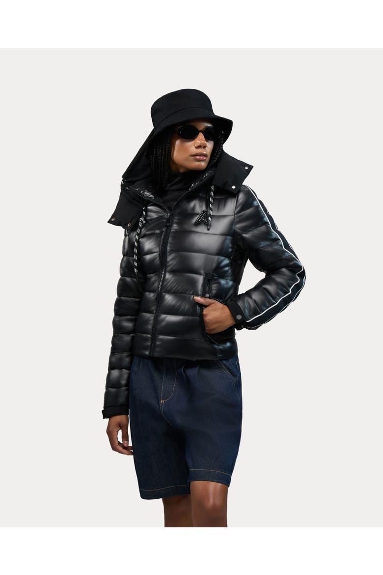 Rousset Lightweight Cinched Puffer Jacket with Contrast Detailing, Alternate, color, Black