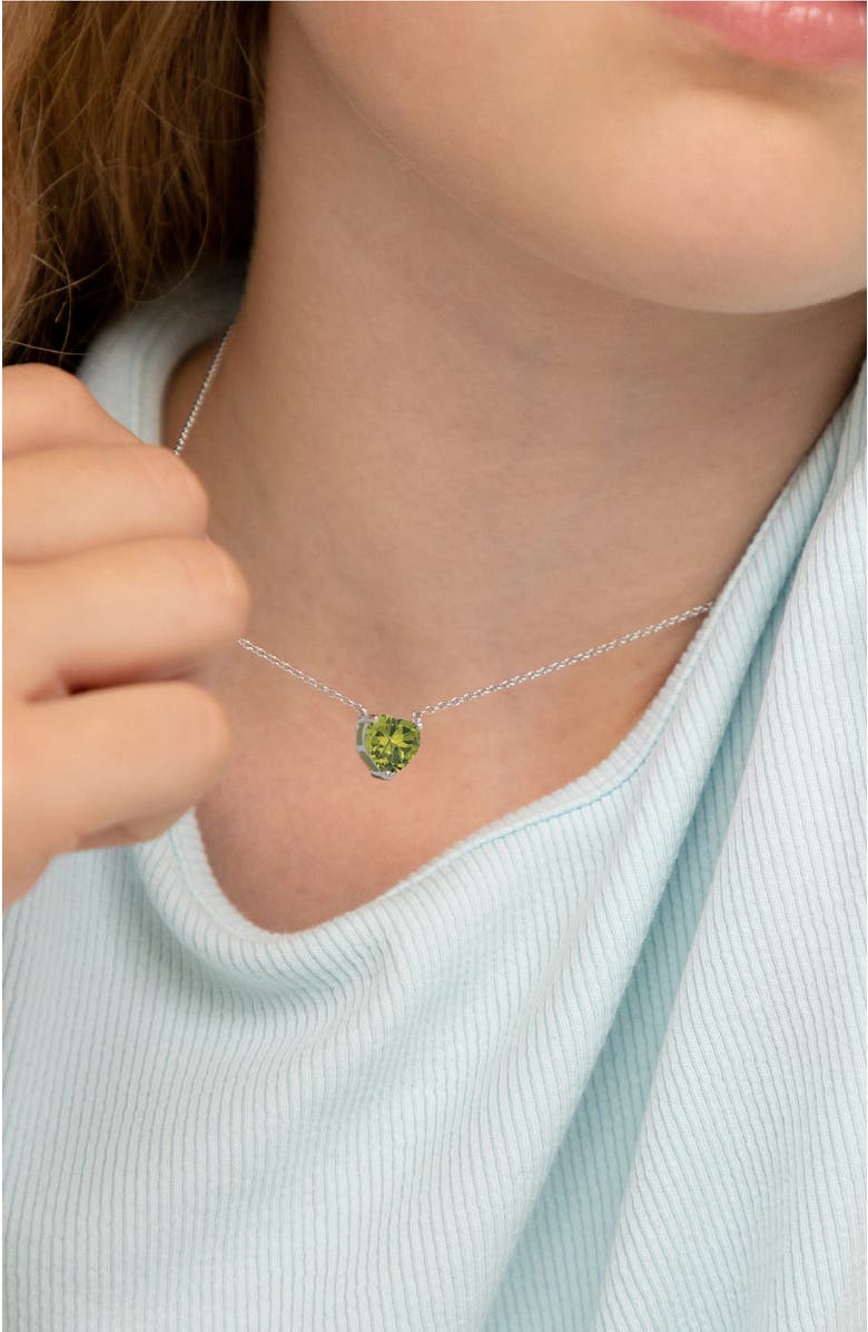 In Season Jewelry Prong CZ Birthstone Heart Necklace, Alternate, color, August