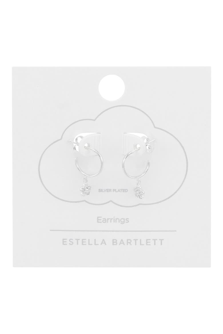 Cubic Zirconia Flower Hoop Earrings, Alternate, color, SILVER