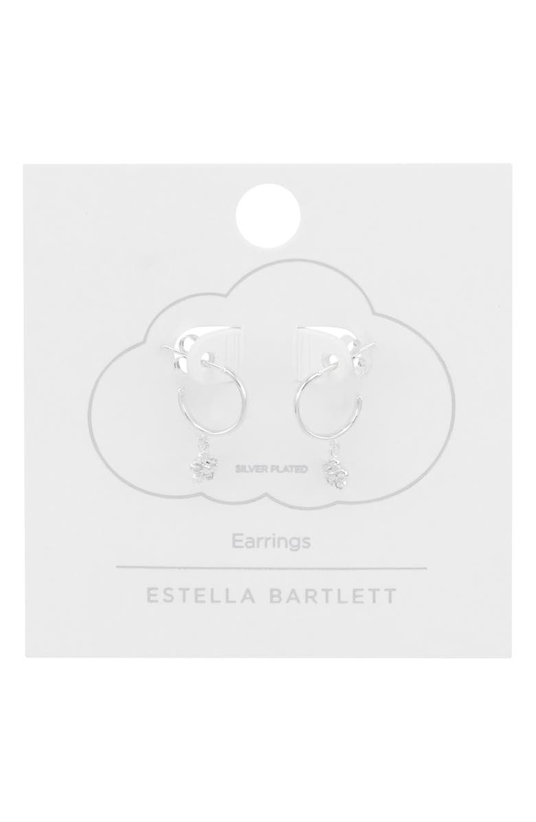 Estella Bartlett Cubic Zirconia Flower Hoop Earrings, Alternate, color, Silver