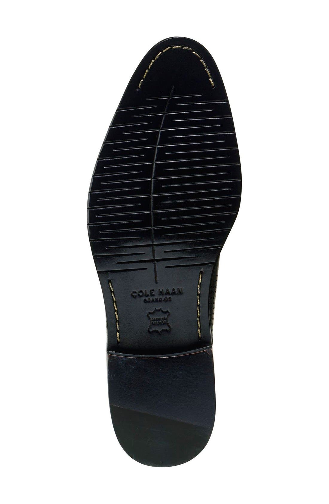 Washington Grand Laser Plain Toe Wholecut Shoe, Alternate, color, BLACK/ BRISTOL BLUE LEATHER