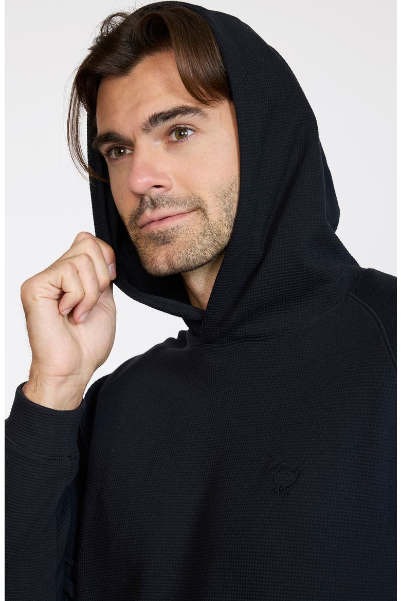 Waffle Knit Hoodie, Alternate, color, BLACK