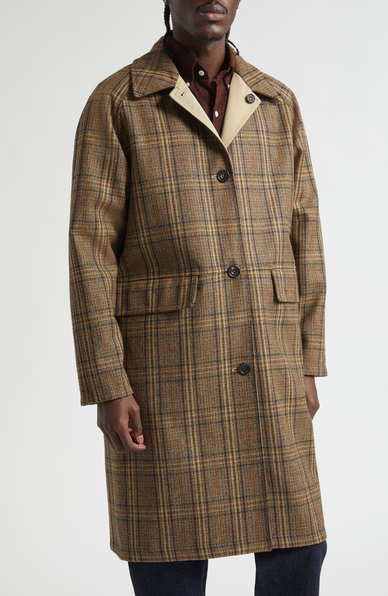 Drake
s Reversible Single Breasted Mac Jacket, Alternate, color, Beige Check