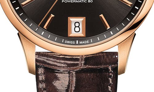 Tissot Chemin Des Tourelles Powermatic 80 Lady Leather Strap Watch, 32mm In Brown/gunmetal/rose Gold