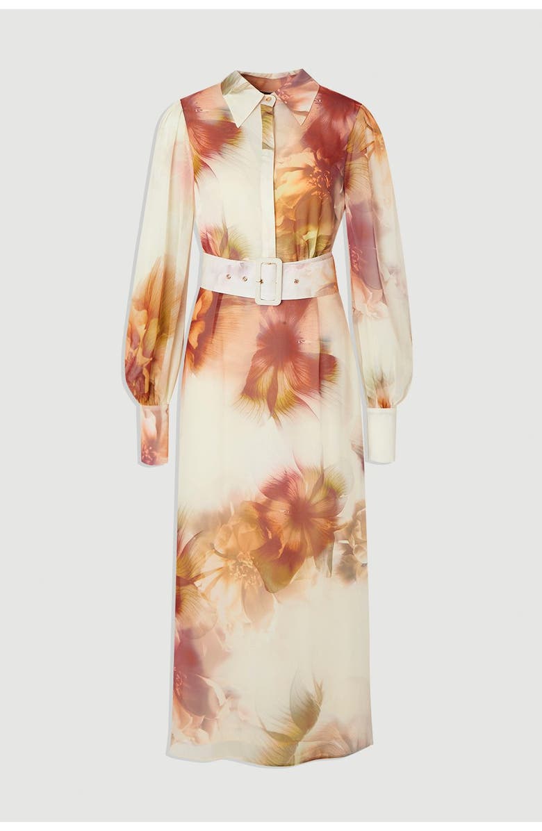 Karen Millen Floral Belted Woven Shirt Dress, Alternate, color, Floral