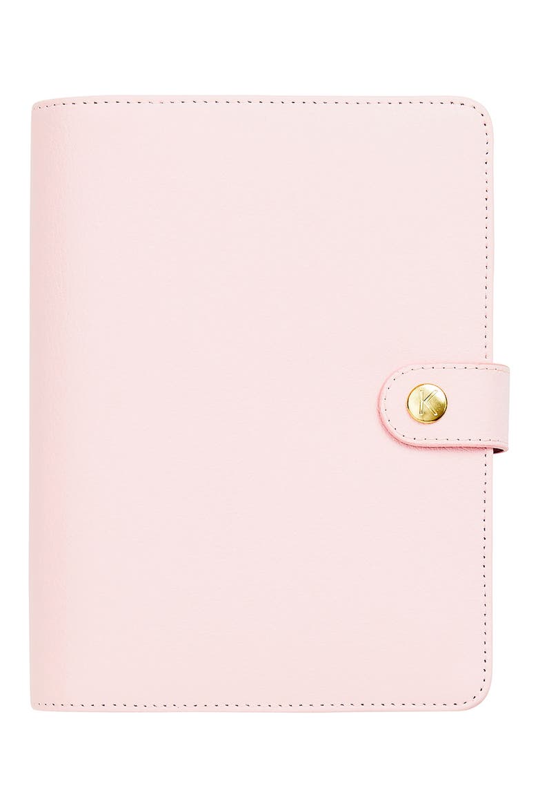 18-Month Zip-Around Leather Perpetual Planner, Main, color, PALE PINK