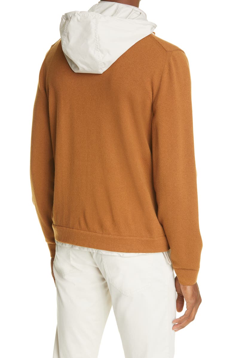 ZEGNA Cashmere Zip Front Hooded Cardigan, Alternate, color,