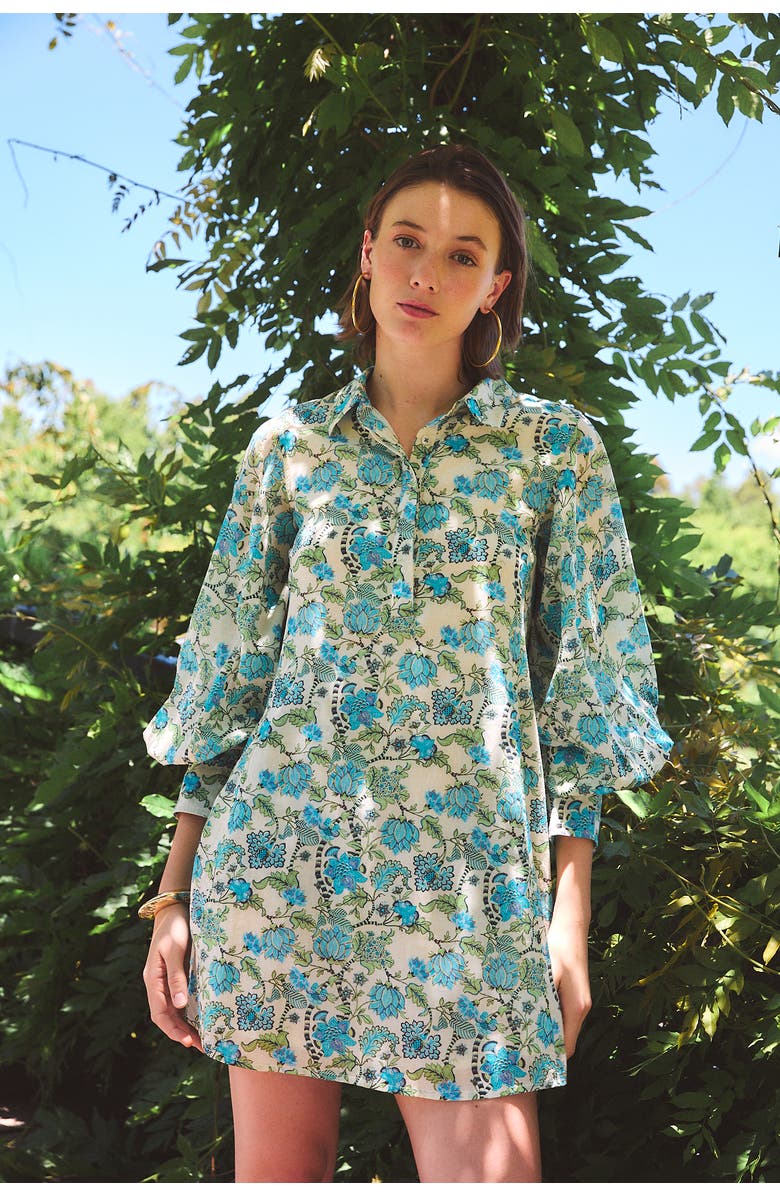 Ro's Garden Chloe Short Dress, Alternate, color, Blue Ceylon