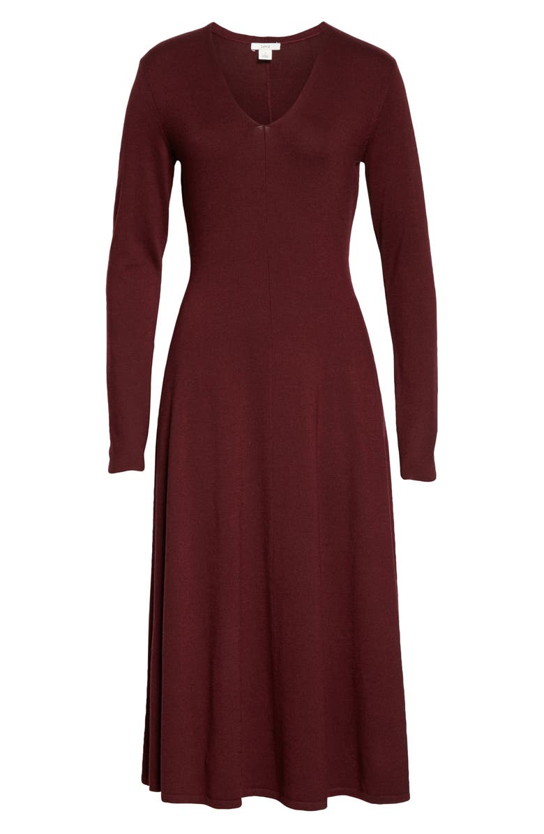 Lewit t Long Sleeve V-Neck Midi Sweater Dress, Alternate, color, 