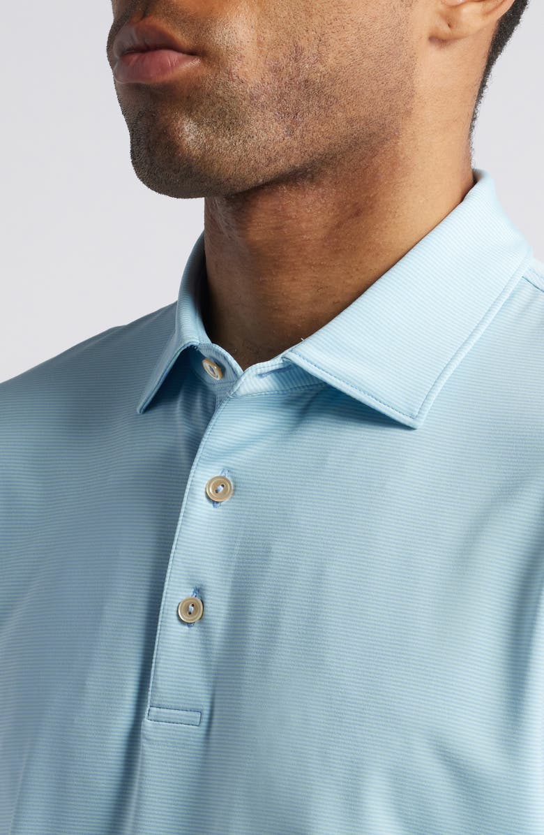 Peter Millar Jubilee Microstripe Performance Jersey Polo, Alternate, color, Cottage Blue