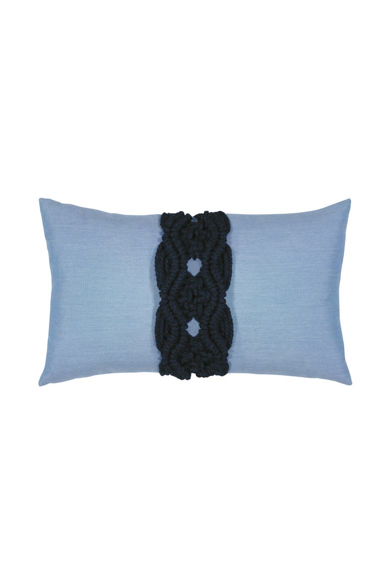 Palomar Handknotted Macrame Indoor & Outdoor Woven Accent Pillow, Main, color, Indigo