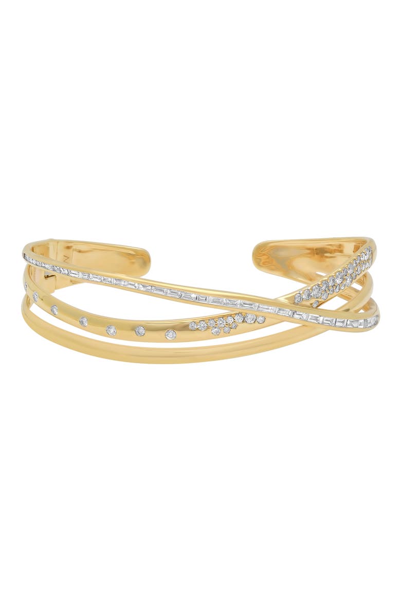 Papua Gold Diamond Crossover Bangle, Main, color, YELLOW GOLD