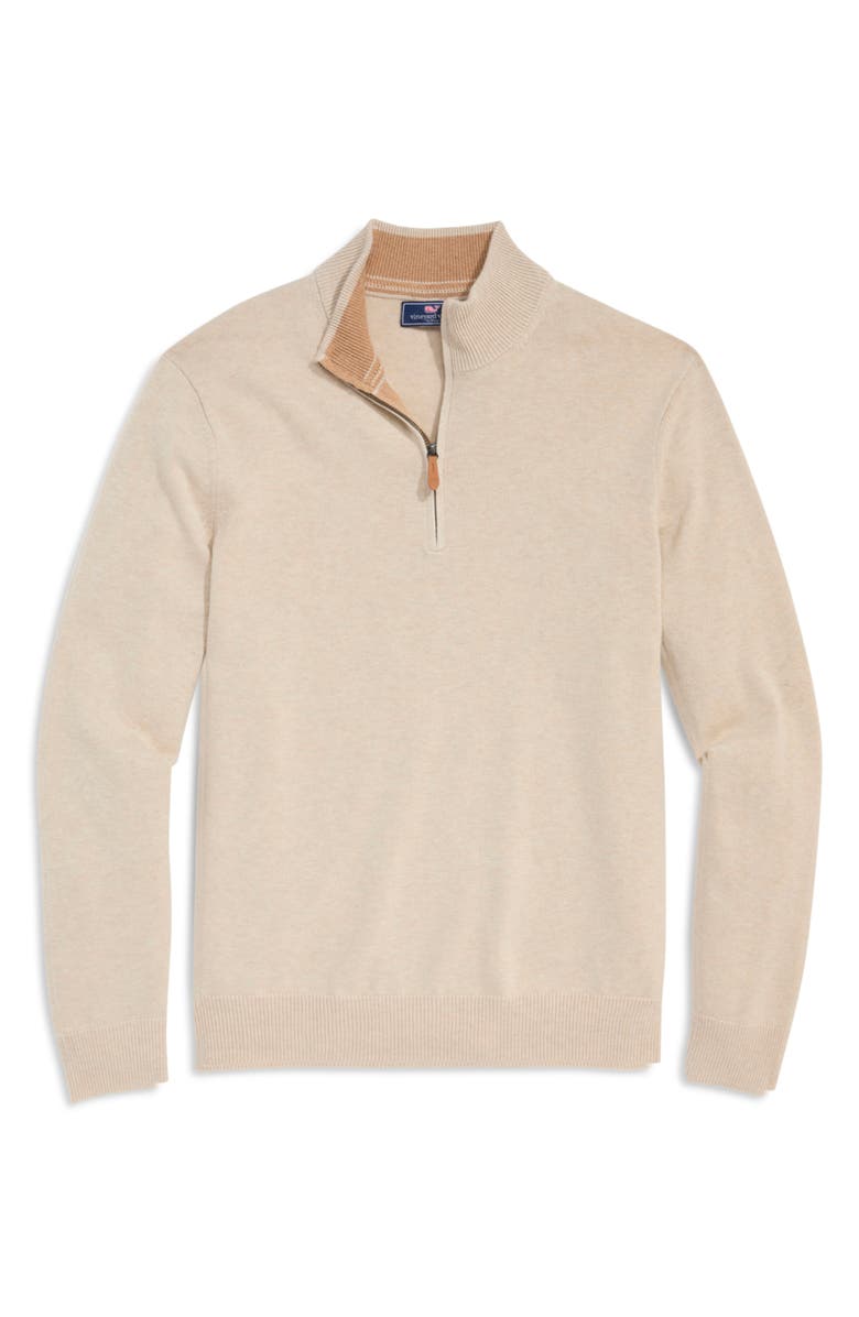vineyard vines Boathouse Quarter Zip Merino Wool & Cotton Pullover, Main, color, 