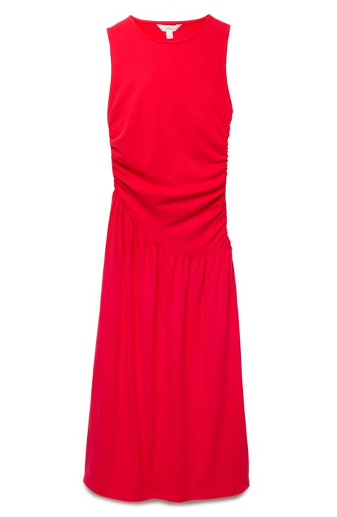 Sleeveless Ruched Jersey Midi Dress
