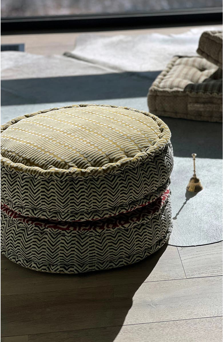 Verve Culture Block Print Meditation Cushion - Round, Alternate, color, Block Print