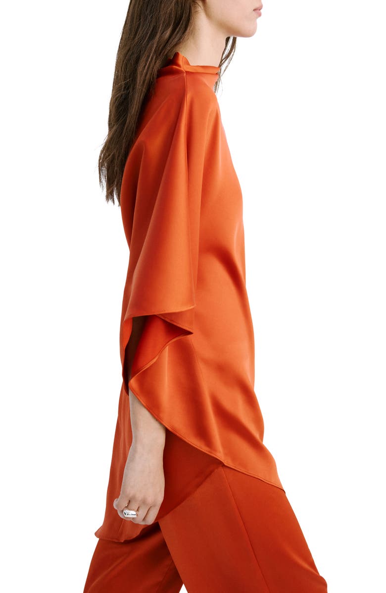 MANGO Asymmetric Single Elbow Sleeve Satin Top, Alternate, color,