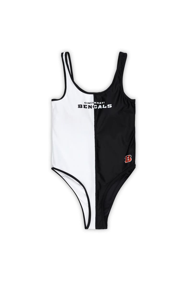Women's G-III 4Her by Carl Banks Black/White Cincinnati Bengals Last Stand One-Piece Swimsuit, Alternate, color, Black