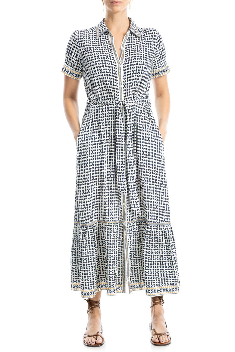 Short Sleeve Shirtdress, Alternate, color, NATURAL BLUE IKAT STAMPS