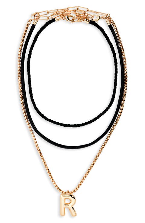 Set of 3 Interchangeable Initial Pendant Necklaces