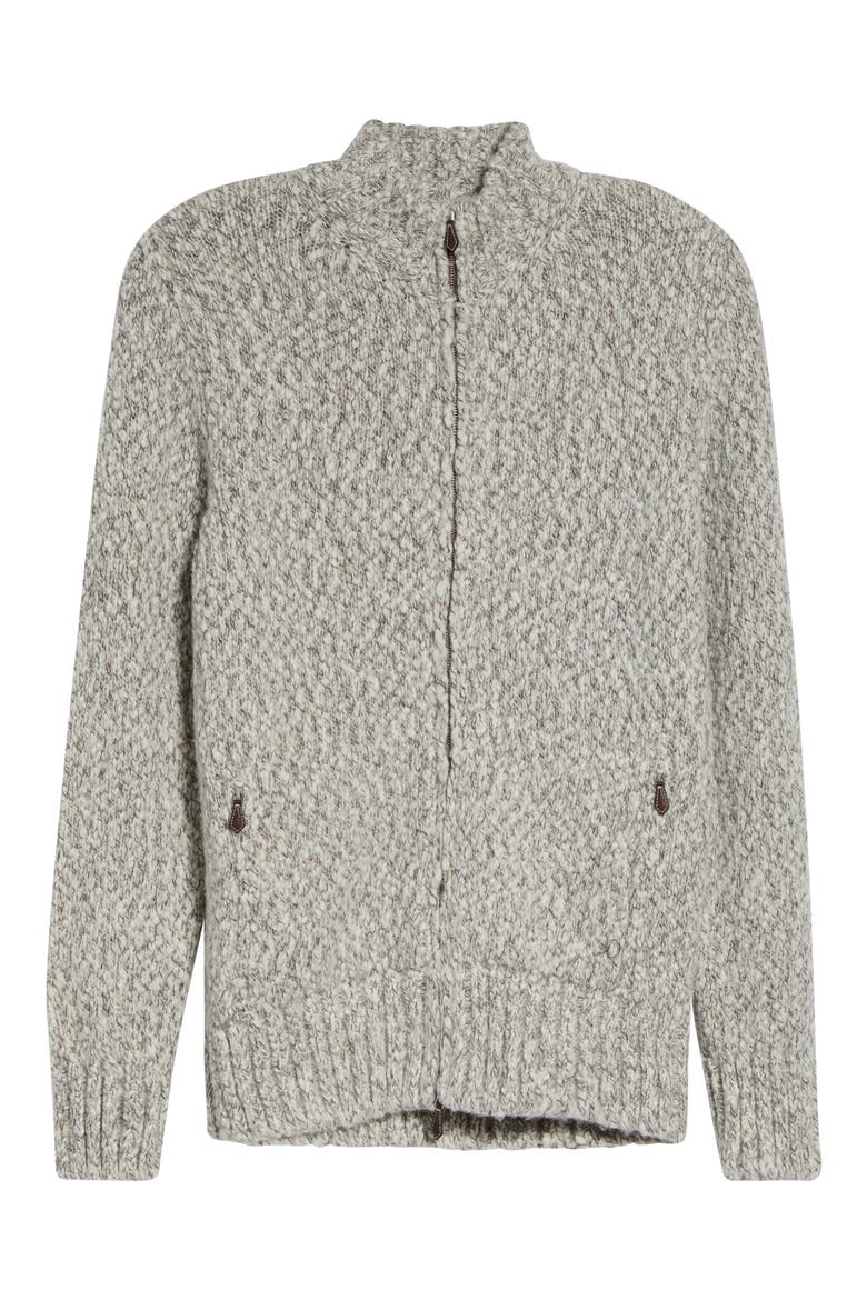 Stretch Wool Blend Full Zip Sweater, Main, color, 05 BROWN